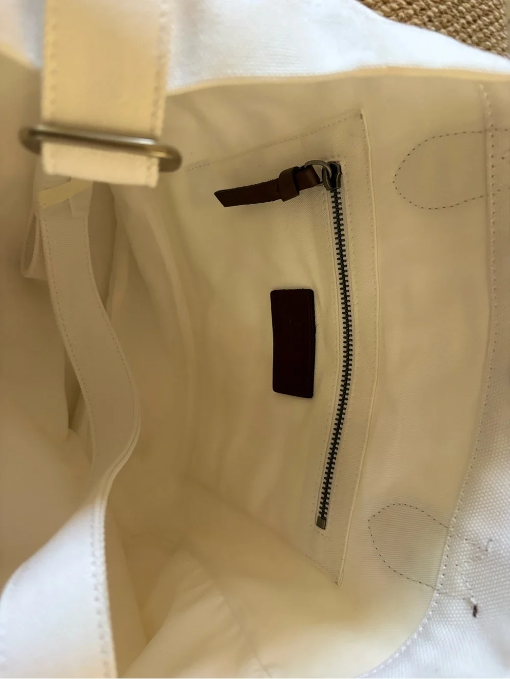 Ralph Lauren Polo Bear White Canvas Tote Bag